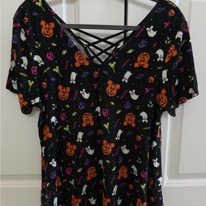 Disney Halloween Black Top with Orange and White Accents
